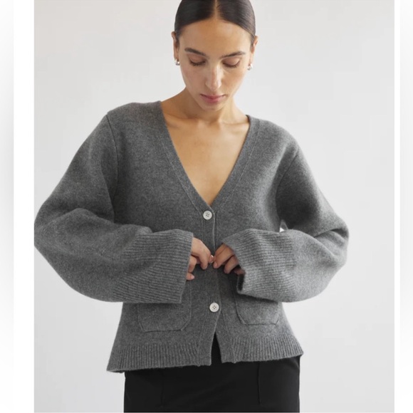 Almina Concept V-neck Cardigan | Size medium | Color dark gray - Picture 2 of 6